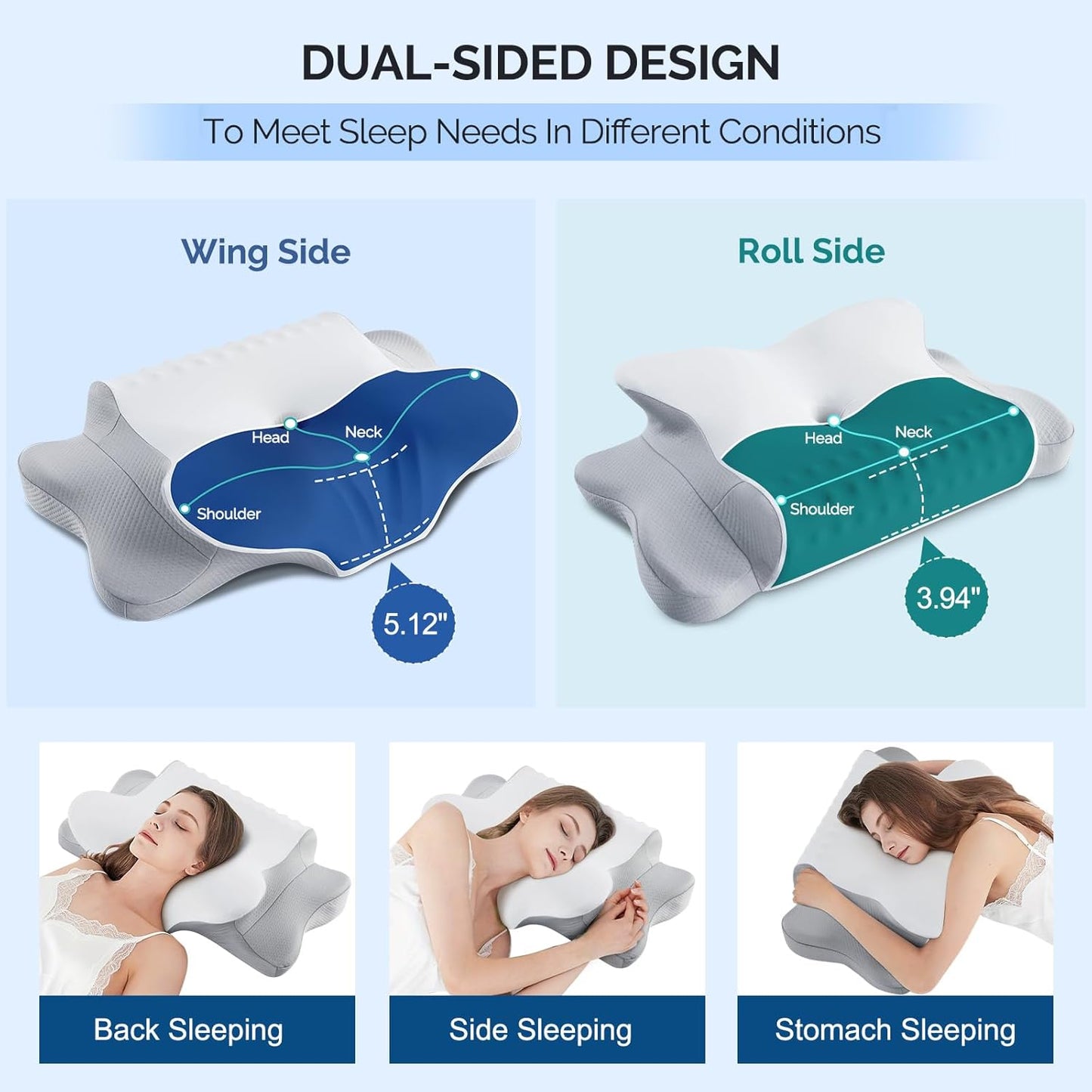 وسادة طبية للرقبة Cervical Pillow – Cooling Ergonomic Memory Foam for Neck Pain Relief