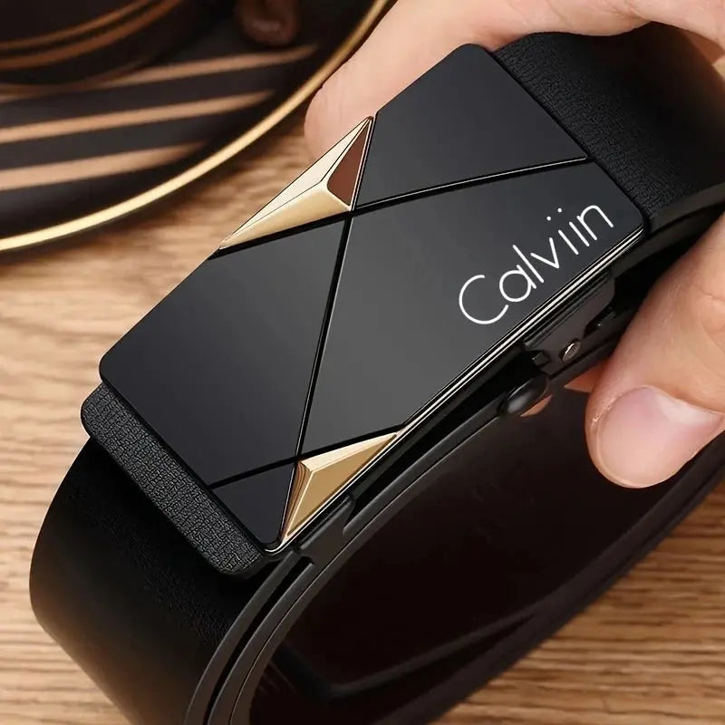 Men's PU Leather Belt – Stylish Automatic Buckle for Casual & Business Wear