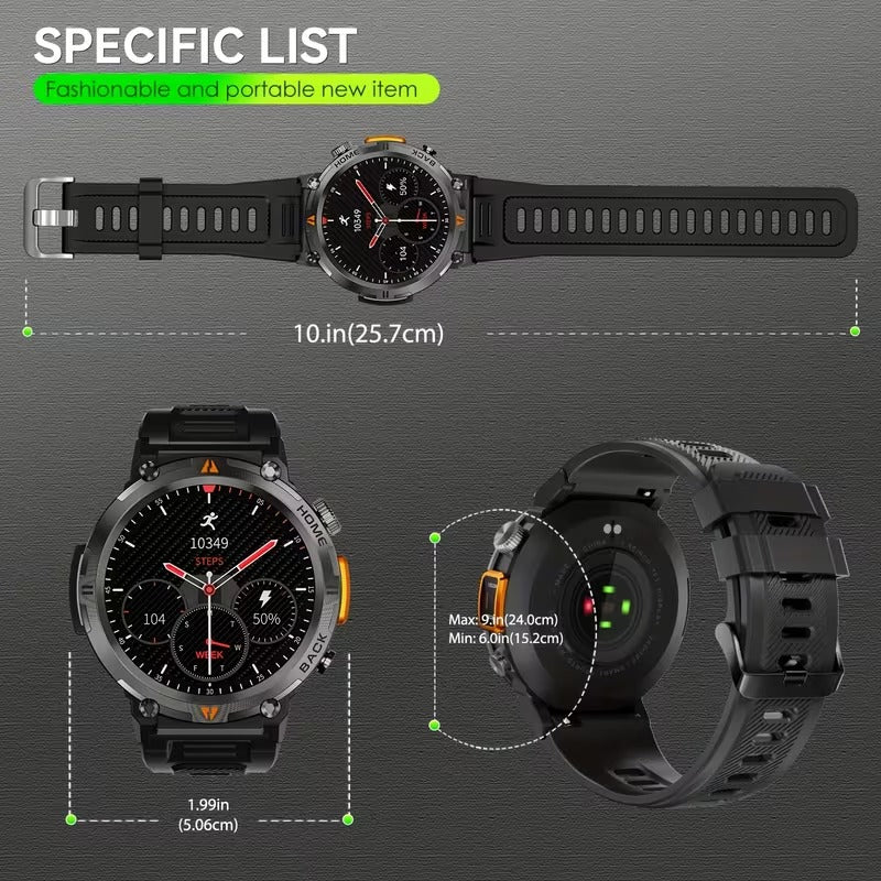 ports Smartwatch with LED Flashlight, Pedometer