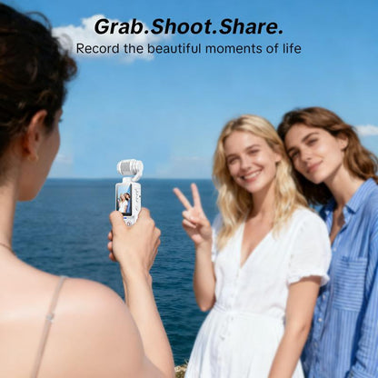 W&O Portable 2.5K Ultra HD Video Recorder with 180° Rotating Lens, Handheld Stabilizer Pocket Camera