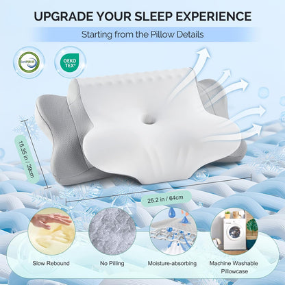 وسادة طبية للرقبة Cervical Pillow – Cooling Ergonomic Memory Foam for Neck Pain Relief