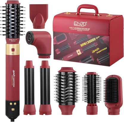 ENZO Professional 8-in-1 Hot Air Brush – فرشاة تصفيف الشعر متعددة الوظائف 1500W | Rose Gold