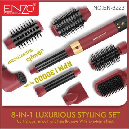 ENZO Professional 8-in-1 Hot Air Brush – فرشاة تصفيف الشعر متعددة الوظائف 1500W | Rose Gold