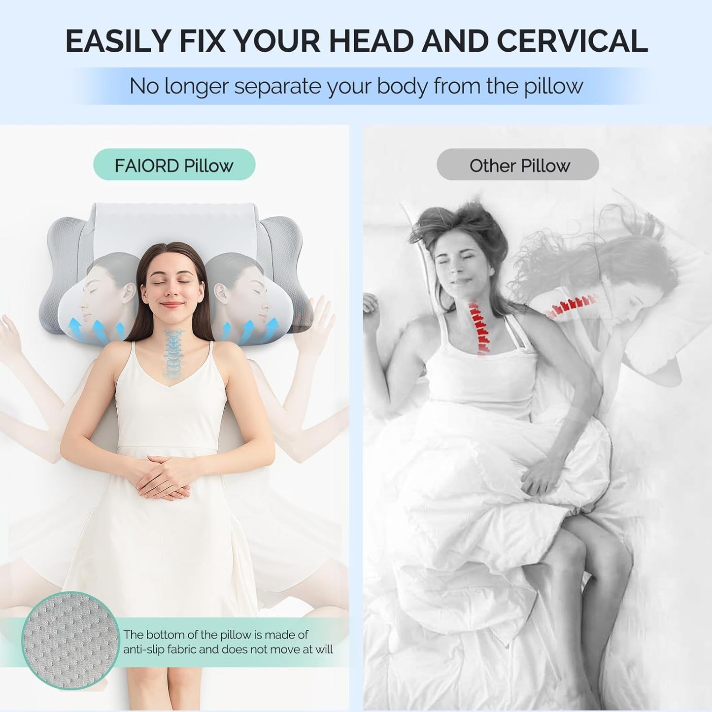 وسادة طبية للرقبة Cervical Pillow – Cooling Ergonomic Memory Foam for Neck Pain Relief