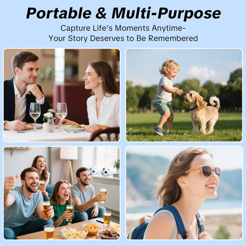 W&O Portable 2.5K Ultra HD Video Recorder with 180° Rotating Lens, Handheld Stabilizer Pocket Camera