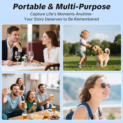 W&O Portable 2.5K Ultra HD Video Recorder with 180° Rotating Lens, Handheld Stabilizer Pocket Camera