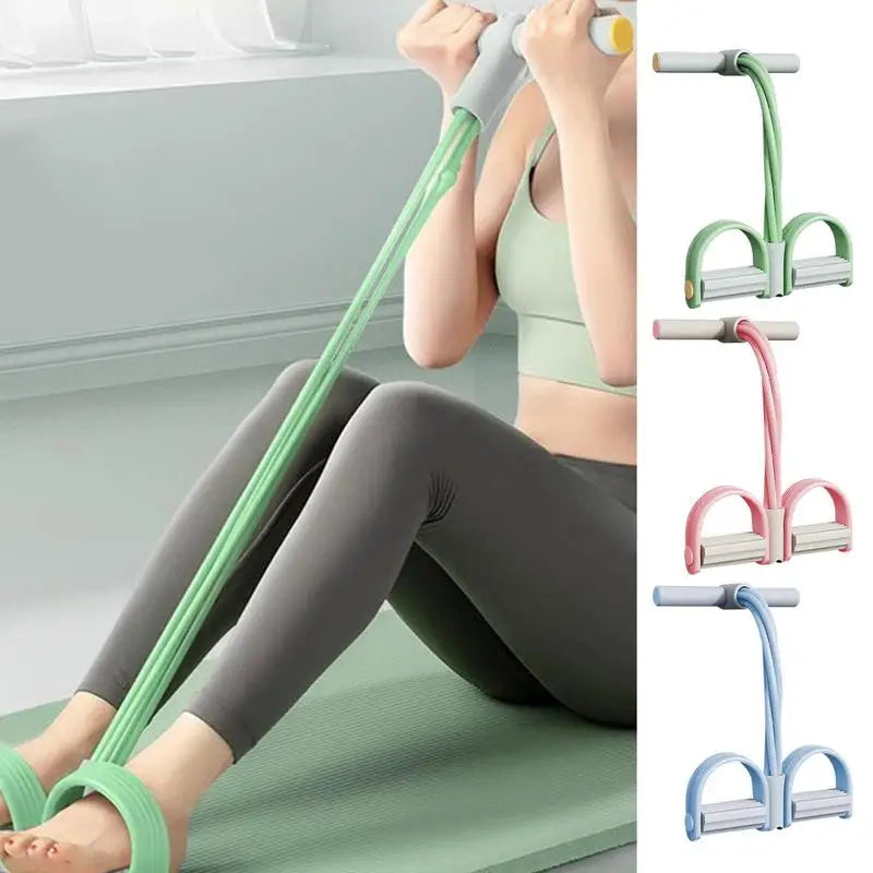 21 Fitness Resistance Bands - 4 Tube Pedal Ankle Puller