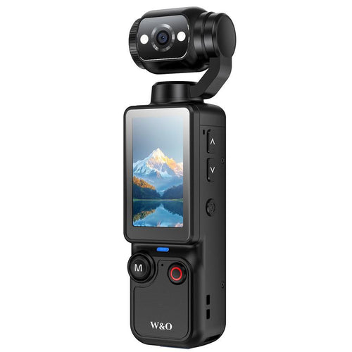 W&O Portable 2.5K Ultra HD Video Recorder with 180° Rotating Lens, Handheld Stabilizer Pocket Camera