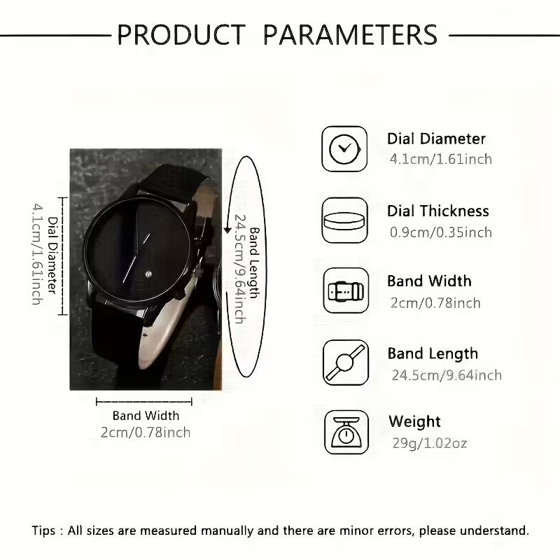 4-Piece Men's Fashion Watch Set, Quartz Sports Watch with Round Zinc Alloy Case