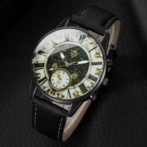 4-Piece Men's Fashion Watch Set, Quartz Sports Watch with Round Zinc Alloy Case