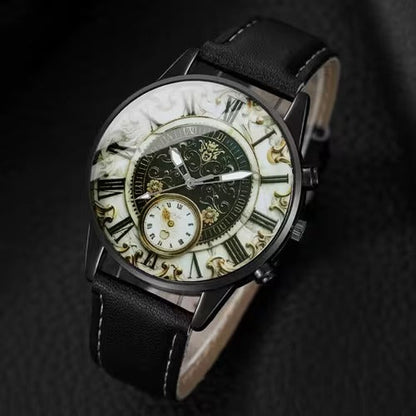 4-Piece Men's Fashion Watch Set, Quartz Sports Watch with Round Zinc Alloy Case