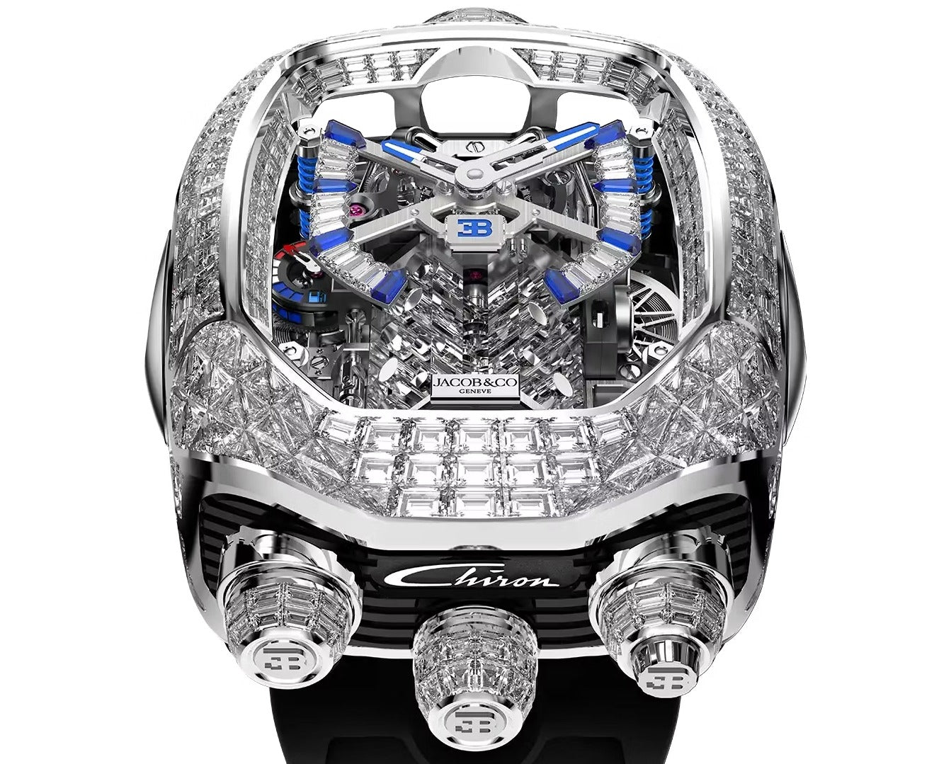 Jacob & Co. Bugatti Chiron Tourbillon علبة من التيتانيوم الأسود DLC | تحفة مستوحاة من عالم الهايبركار بأقصى درجات الفخامة والدقة**