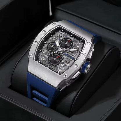 Megir 8411G Luxury Tonneau Men’s Quartz Watch with Auto Date & Sport Design