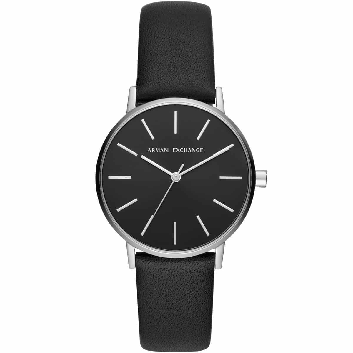 ⭐ Armani Exchange Classic Black Leather Analog Watch