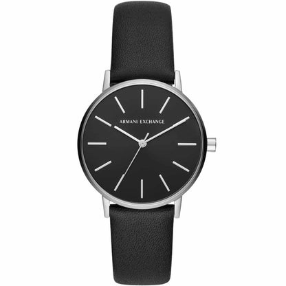 ⭐ Armani Exchange Classic Black Leather Analog Watch