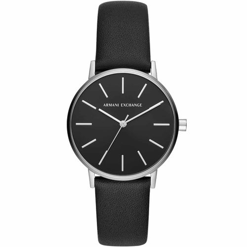 ⭐ Armani Exchange Classic Black Leather Analog Watch
