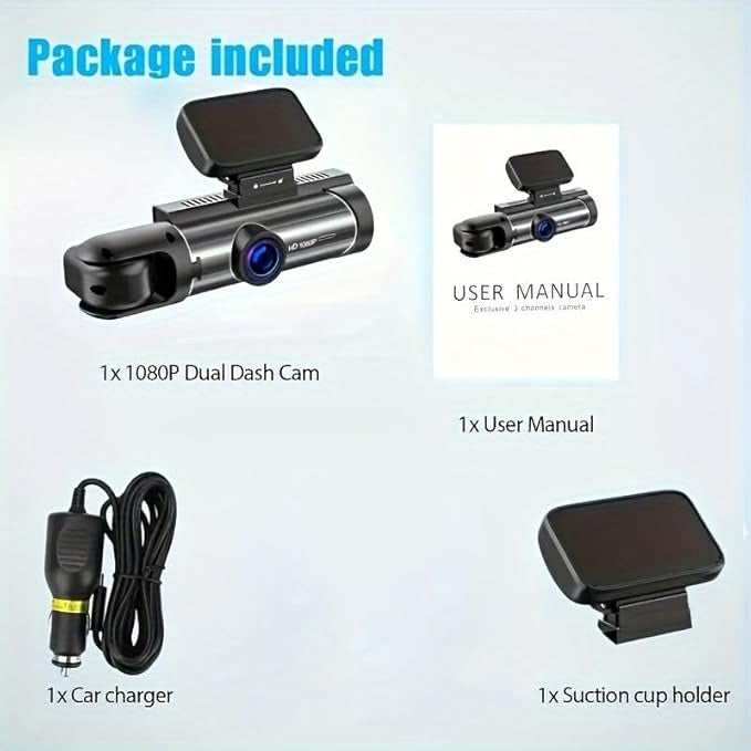 TRENDYFEMZ Dash Camera, Front and Inside, 8.03 cm, 1080P, G Sensor