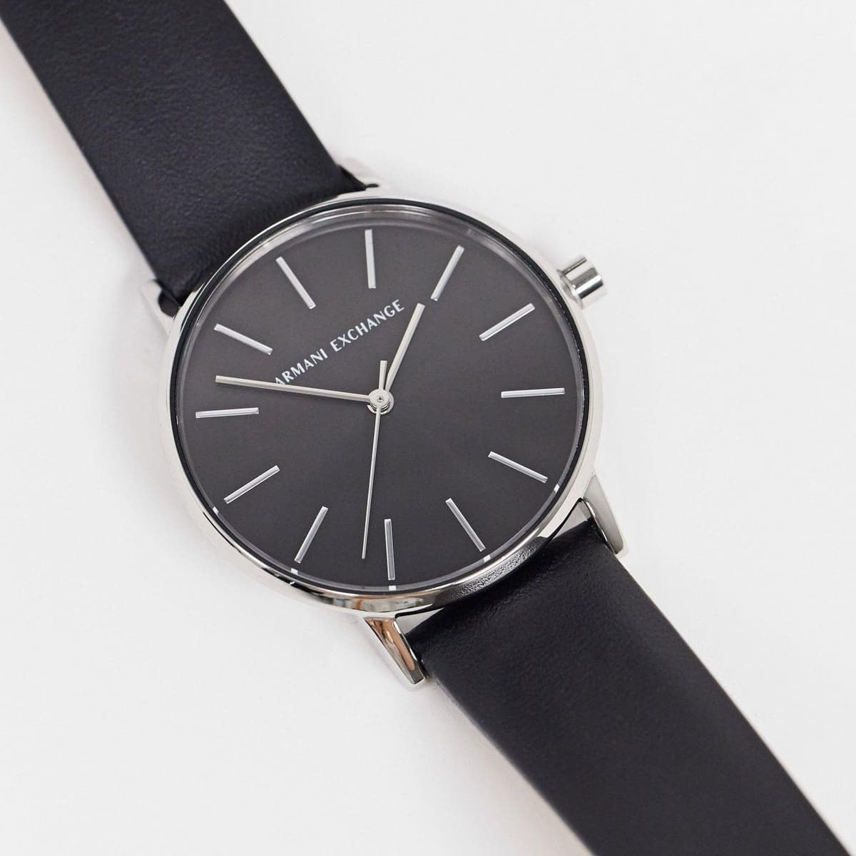 ⭐ Armani Exchange Classic Black Leather Analog Watch