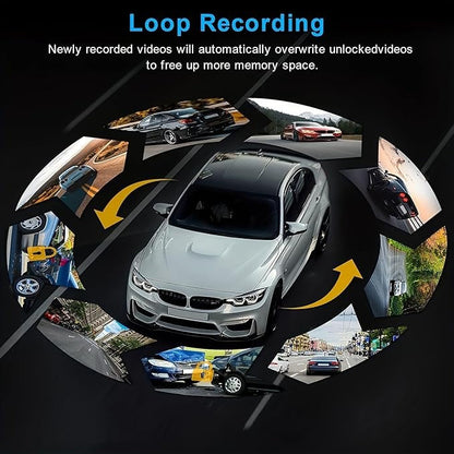 TRENDYFEMZ Dash Camera, Front and Inside, 8.03 cm, 1080P, G Sensor