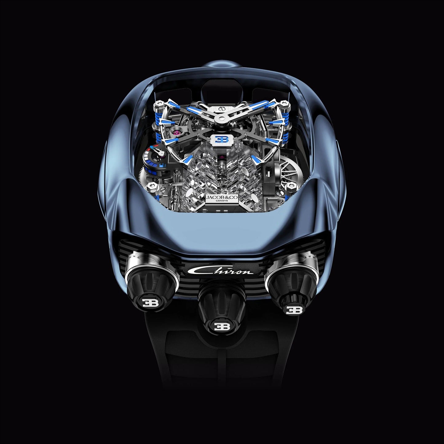 Jacob & Co. Bugatti Chiron Tourbillon علبة من التيتانيوم الأسود DLC | تحفة مستوحاة من عالم الهايبركار بأقصى درجات الفخامة والدقة**